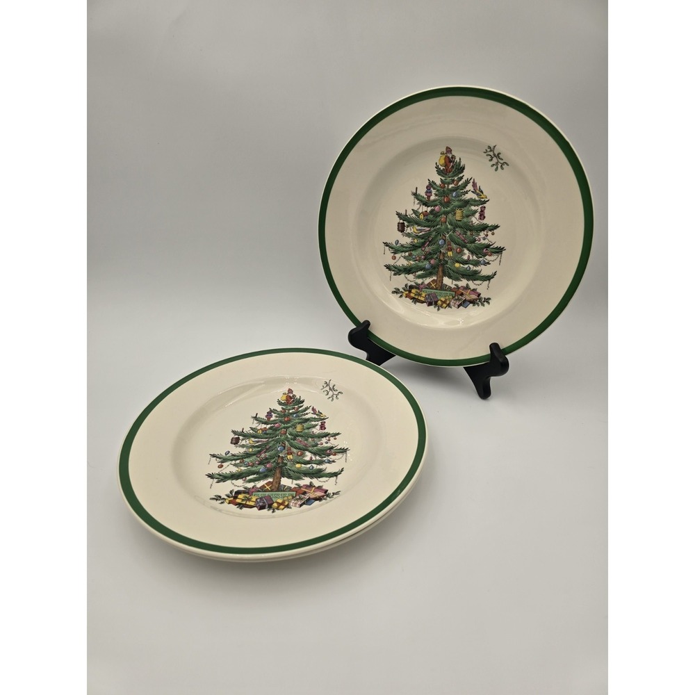 Spode England Christmas Tree 10.75'' Dinner Plates Set Of 3 S3324-N Vintage